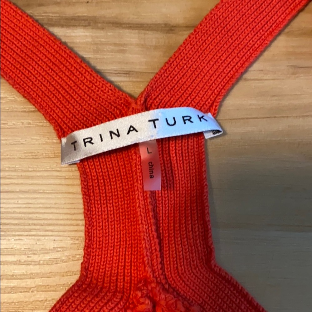 Trina Turk Red Racer Back Tank Size Large - Picture 3 of 3